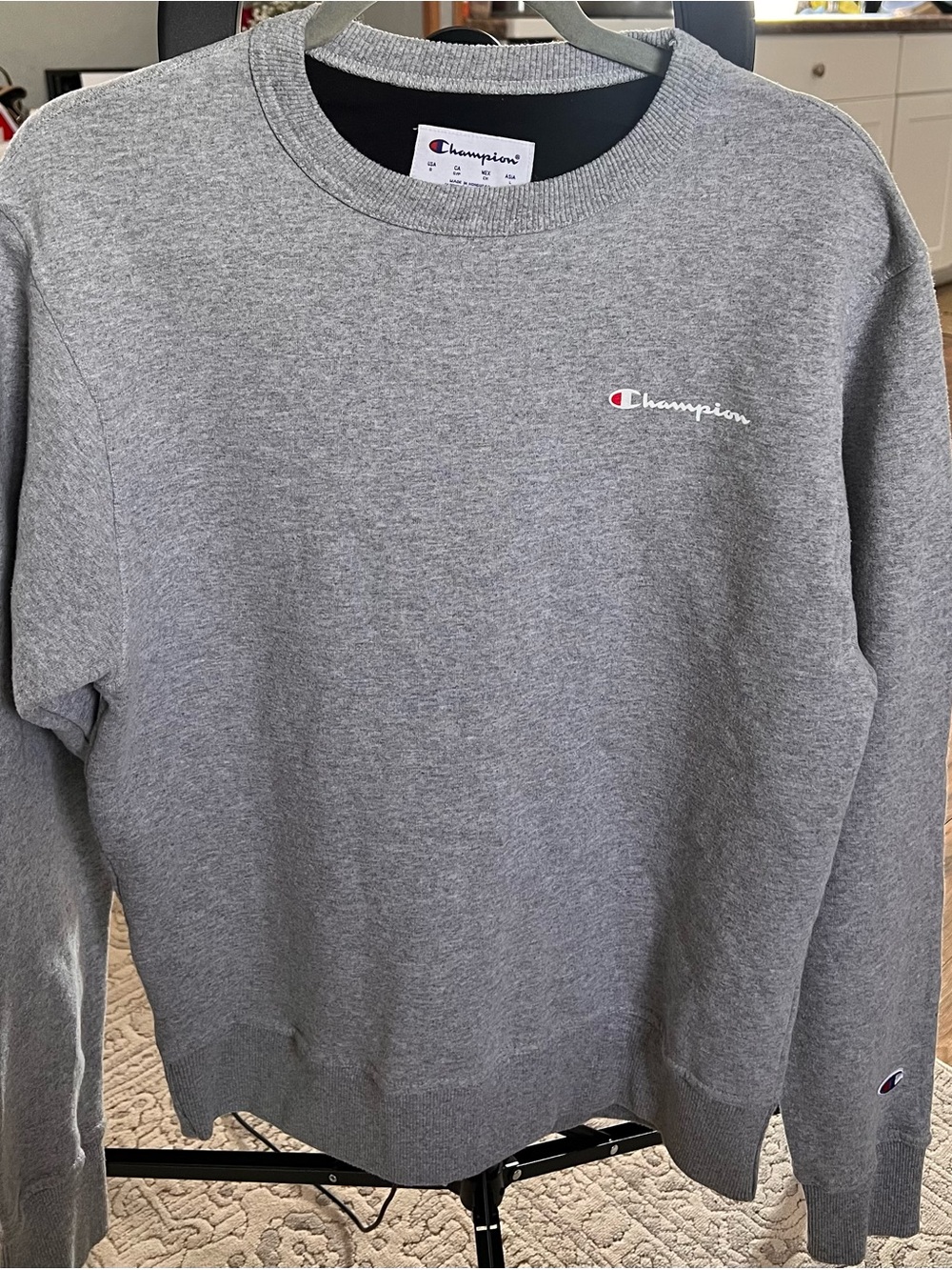 Champion Grey Crewneck Sweatshirt with Small Logo